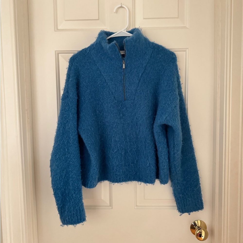 Zara Blue Comfy 1/4 Zip Sweater